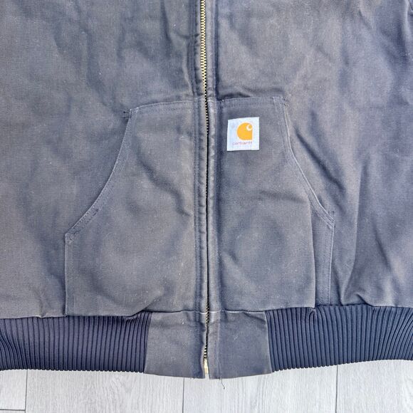 VINTAGE Carhartt J04 Jacket Mens 2XL Tall Black Canvas Hooded Heavy Duty Work - Picture 3 of 4